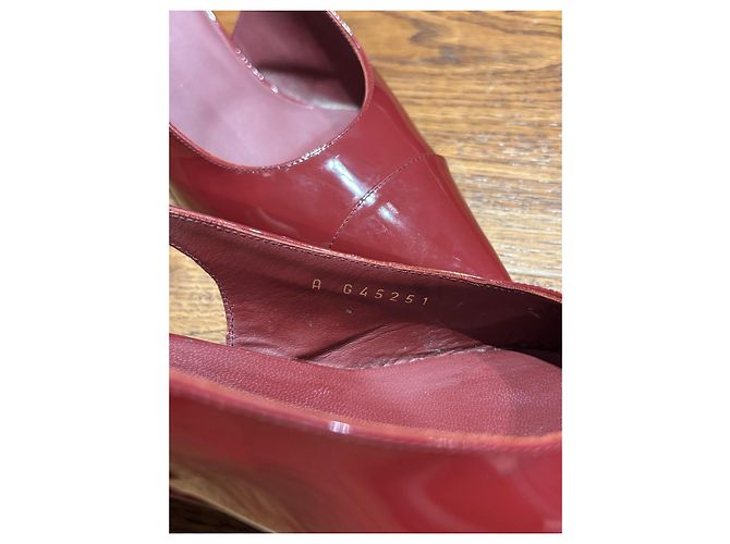Chanel Burgundy Patent Leather Slingback Heels Dark red - view 5