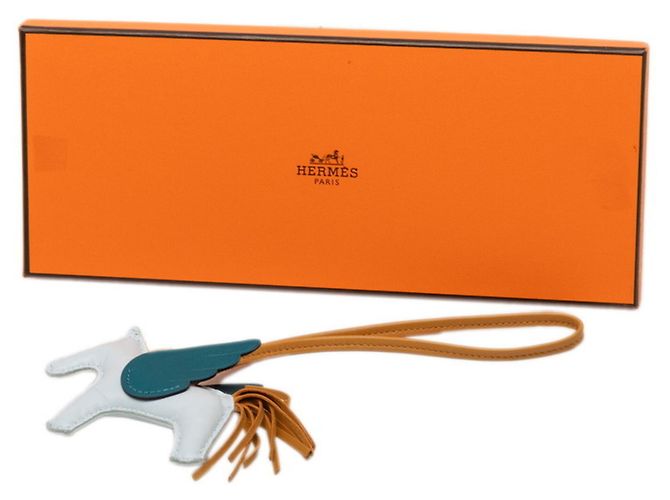 Hermès Hermes Rodeo Pegasus PM Taschenanhänger Accessoire Blau Beige - Ansicht 5
