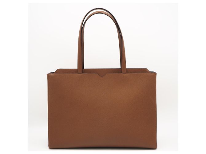 Valextra Soft Calfskin V-Line Horizontal Shopping Bag Braun - Ansicht 2