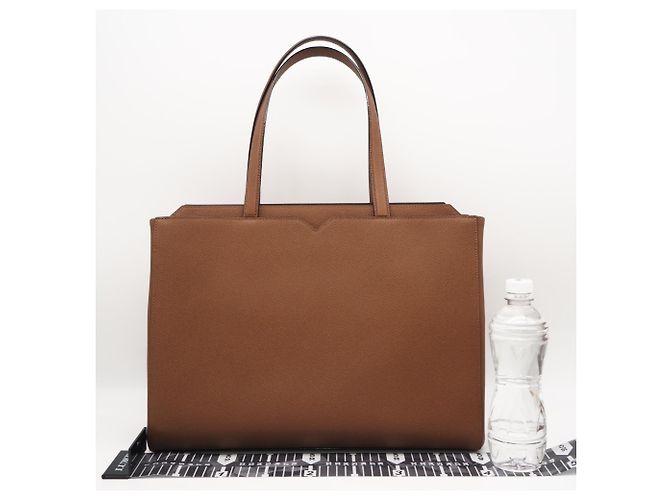 Valextra Soft Calfskin V-Line Horizontal Shopping Bag Braun - Ansicht 3