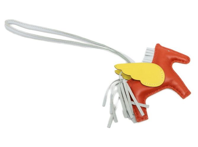 Hermès Charm per borsa Hermes Rodeo Pegasus PM Marrone Bianco Giallo - vista 2