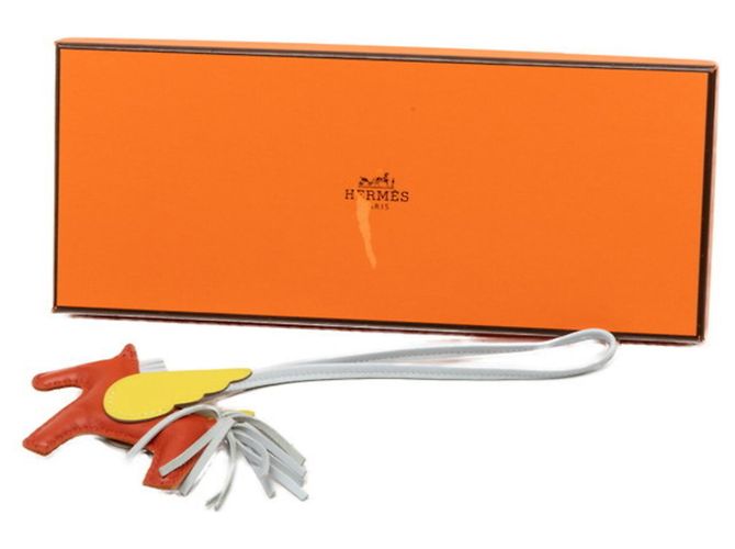 Hermès Charm per borsa Hermes Rodeo Pegasus PM Marrone Bianco Giallo - vista 5