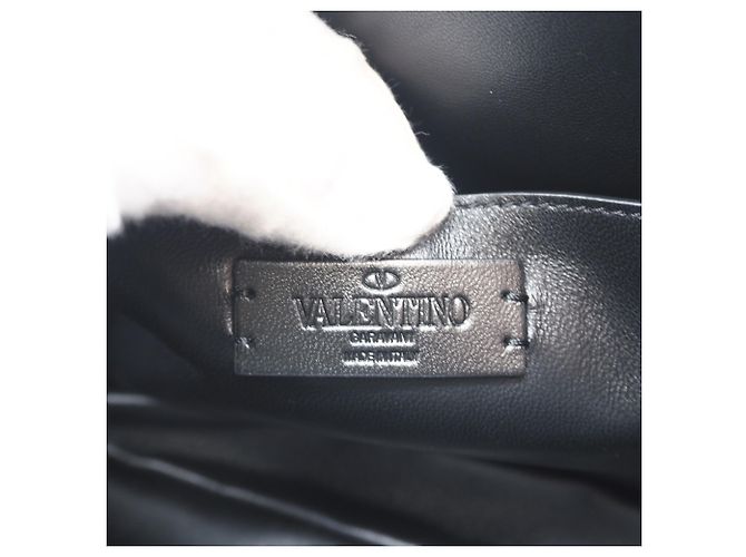 Borsa a tracolla in nappa Valentino Roman Stud Nero - vista 12