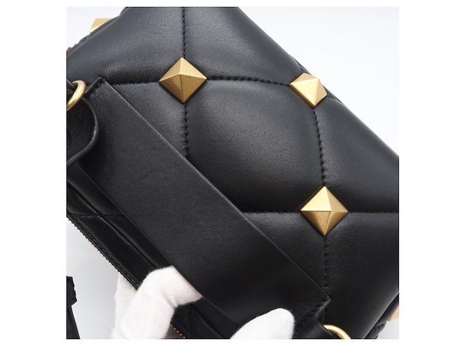 Borsa a tracolla in nappa Valentino Roman Stud Nero - vista 3
