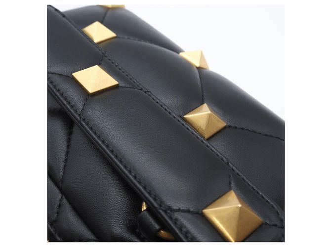 Borsa a tracolla in nappa Valentino Roman Stud Nero - vista 4