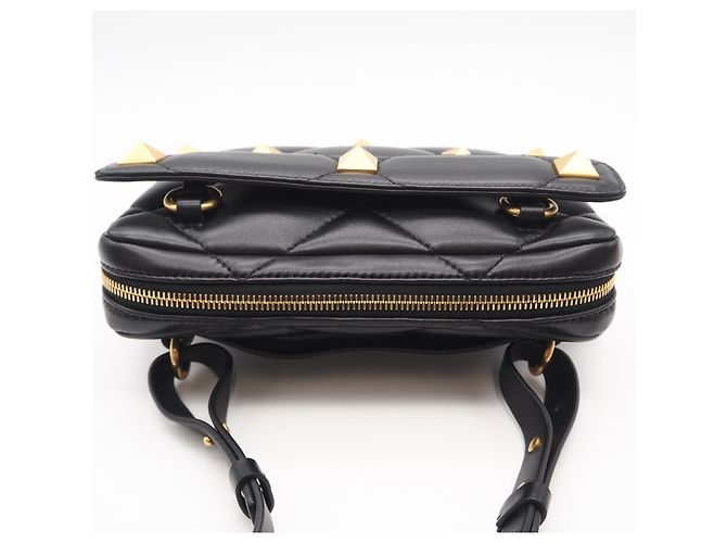 Borsa a tracolla in nappa Valentino Roman Stud Nero - vista 5