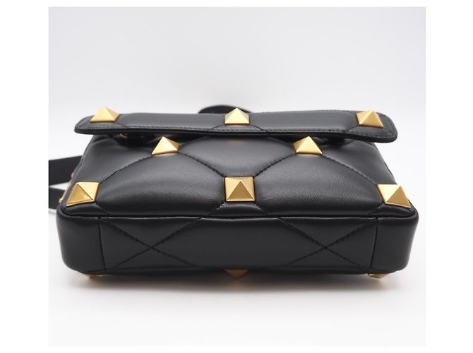 Borsa a tracolla in nappa Valentino Roman Stud Nero - vista 6