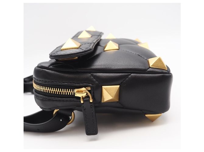 Borsa a tracolla in nappa Valentino Roman Stud Nero - vista 7
