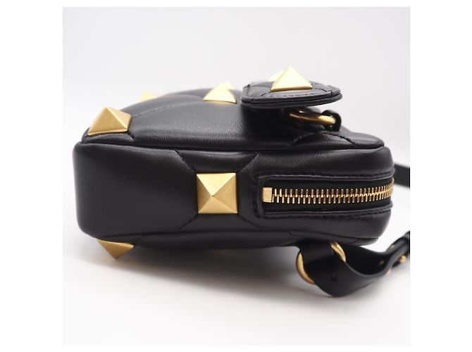 Borsa a tracolla in nappa Valentino Roman Stud Nero - vista 8