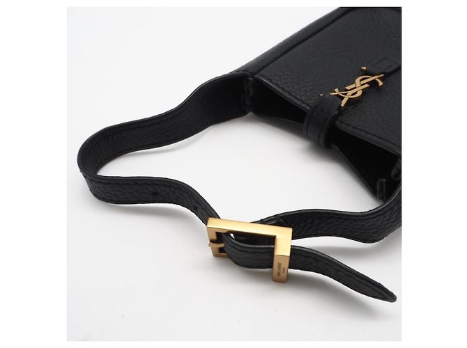 Yves Saint Laurent Grain Leather LE 5 A 7 Soft Micro Pouch Nero - vista 8