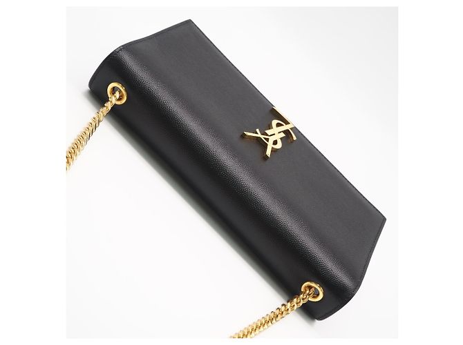 Borsa a tracolla Yves Saint Laurent Kate in pelle granulata media Nero - vista 7