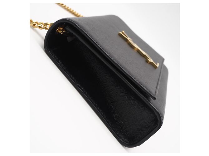 Borsa a tracolla Yves Saint Laurent Kate in pelle granulata media Nero - vista 9