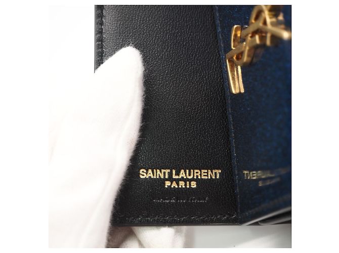 Cartera tríptico de piel charol azul Yves Saint Laurent - vista 12