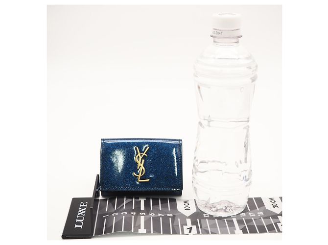 Cartera tríptico de piel charol azul Yves Saint Laurent - vista 3