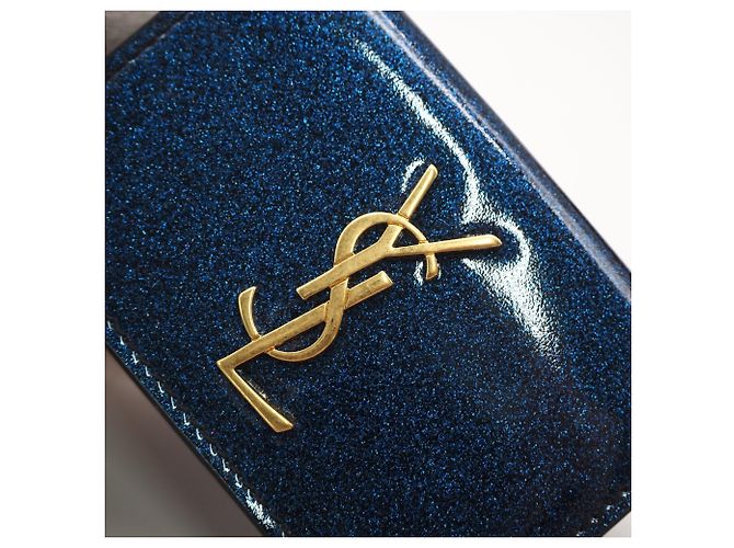 Cartera tríptico de piel charol azul Yves Saint Laurent - vista 4