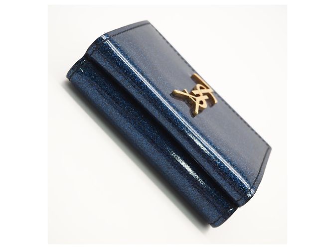 Cartera tríptico de piel charol azul Yves Saint Laurent - vista 5