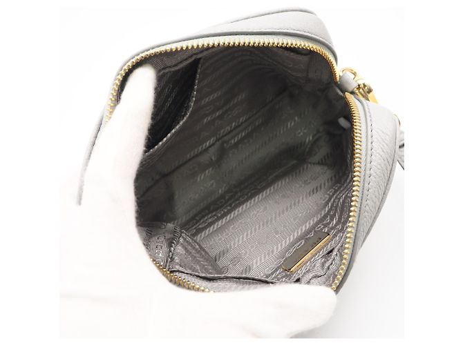 Mini borsa a tracolla in pelle Prada, grigio Marrone - vista 11