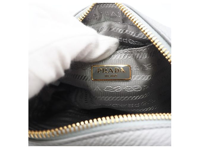 Mini borsa a tracolla in pelle Prada, grigio Marrone - vista 14