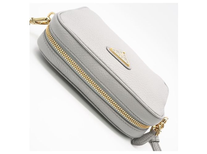 Mini borsa a tracolla in pelle Prada, grigio Marrone - vista 6