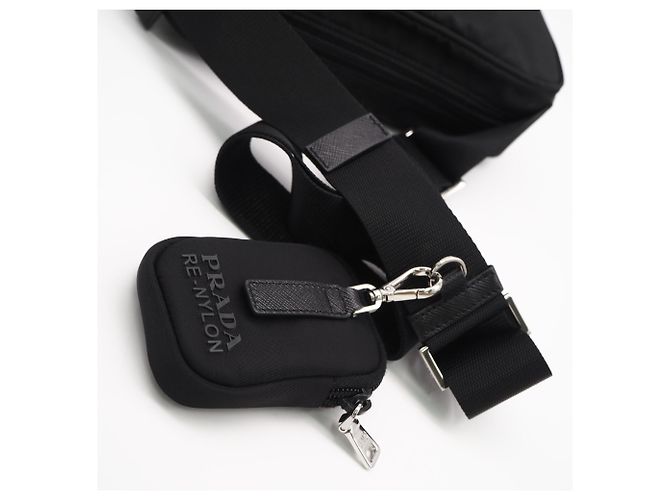 Borsa a tracolla PRADA in poliammide riciclata Re-Nylon Nero - vista 4