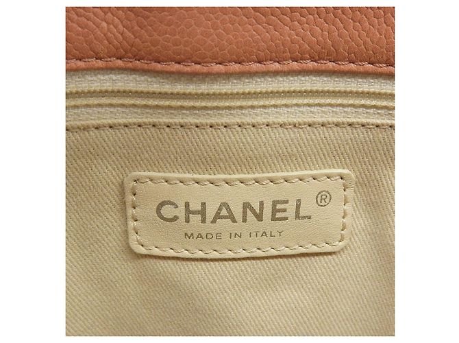 Borsa Tote Chanel in pelle di vitello granulata rosa salmone - vista 10