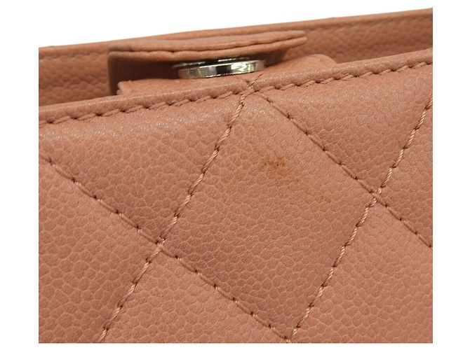 Borsa Tote Chanel in pelle di vitello granulata rosa salmone - vista 5