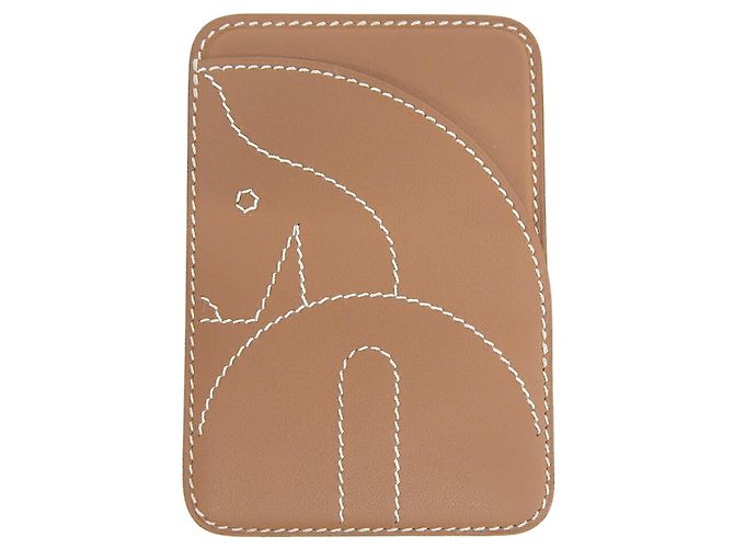 Hermès Tarjetero magnético Hermes MagSafe Eman Cheval B Stamp Castaño - vista 4