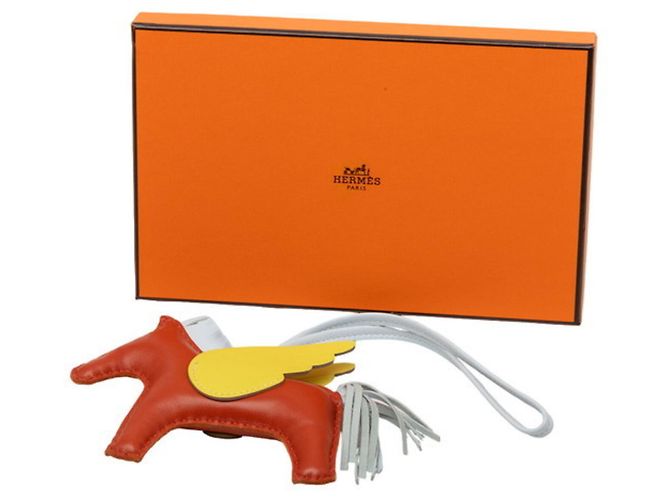 Hermès Charm para bolso Hermes Rodeo Pegasus MM Castaño Blanco Amarillo - vista 5