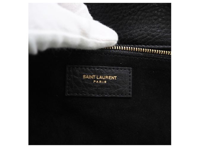 Yves Saint Laurent Grain Leather Le Sancassette Bear Tote Bag Schwarz - Ansicht 13