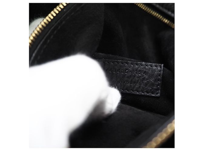 Yves Saint Laurent Grain Leather Le Sancassette Bear Tote Bag Schwarz - Ansicht 14