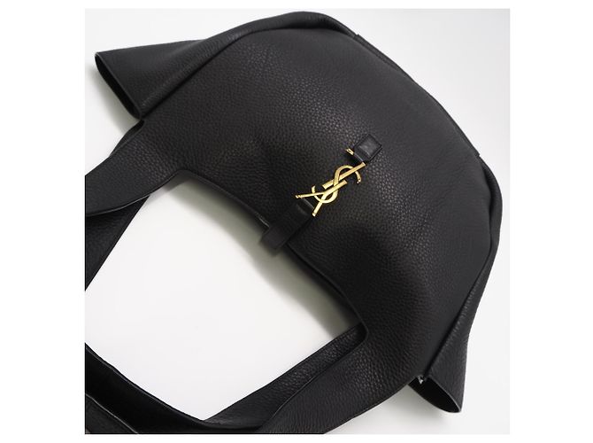 Yves Saint Laurent Grain Leather Le Sancassette Bear Tote Bag Schwarz - Ansicht 5