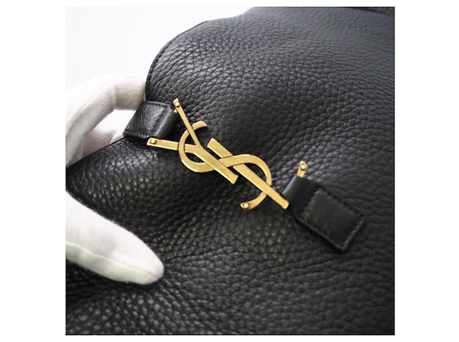 Yves Saint Laurent Grain Leather Le Sancassette Bear Tote Bag Schwarz - Ansicht 9