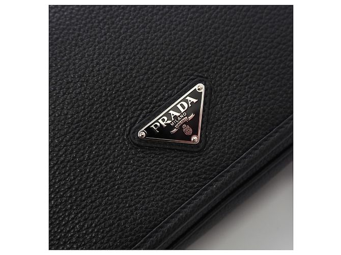 Prada Leather Triangle Logo Shoulder Bag Black - view 10