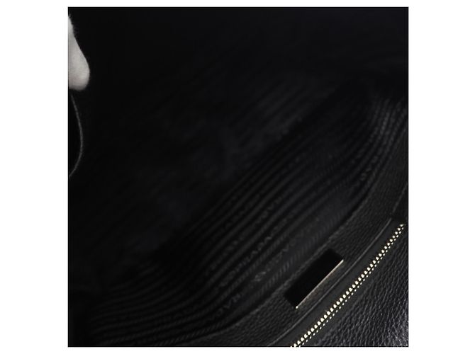 Prada Leather Triangle Logo Shoulder Bag Black - view 12