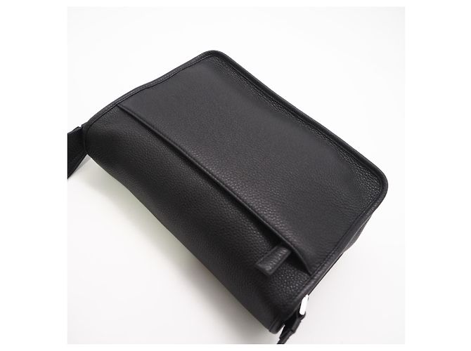 Prada Leather Triangle Logo Shoulder Bag Black - view 2