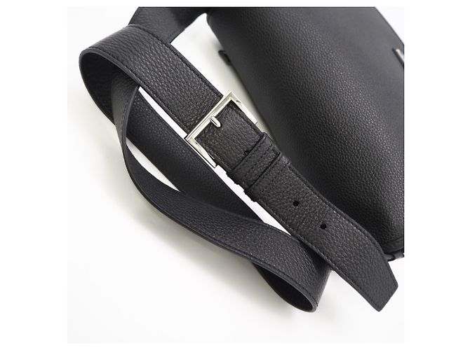 Prada Leather Triangle Logo Shoulder Bag Black - view 4