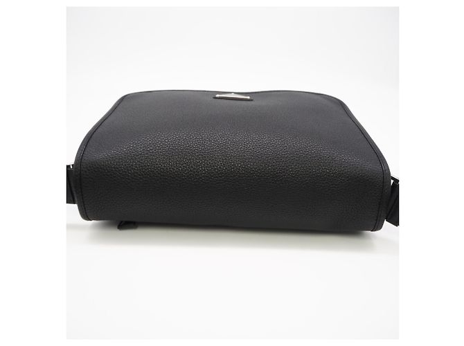 Prada Leather Triangle Logo Shoulder Bag Black - view 5