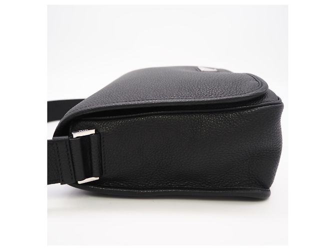Prada Leather Triangle Logo Shoulder Bag Black - view 8