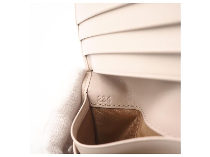 Prada Leather Triangle Logo Bi-fold Wallet Beige - view 14