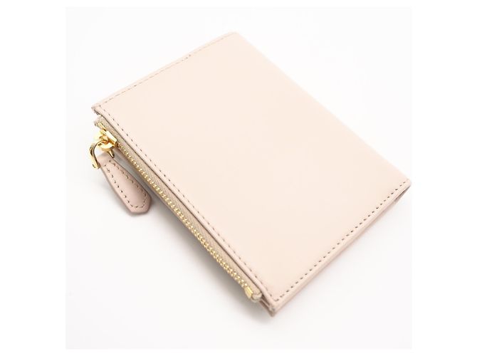 Prada Leather Triangle Logo Bi-fold Wallet Beige - view 2