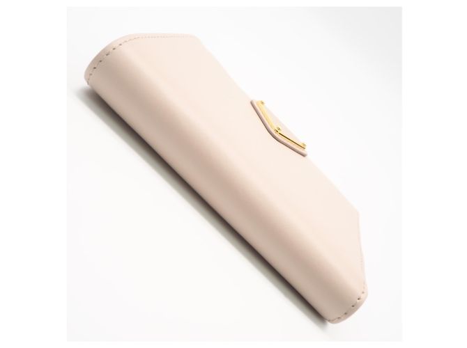 Prada Leather Triangle Logo Bi-fold Wallet Beige - view 4