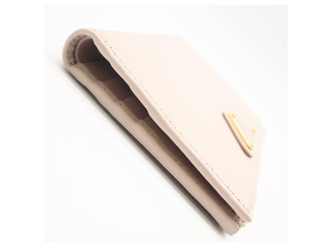 Prada Leather Triangle Logo Bi-fold Wallet Beige - view 6