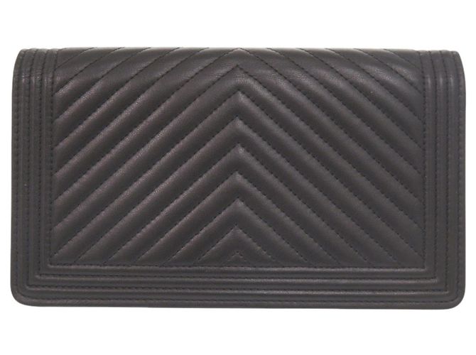 Cartera larga Chanel Boy Coco Mark de piel de cordero Negro - vista 2