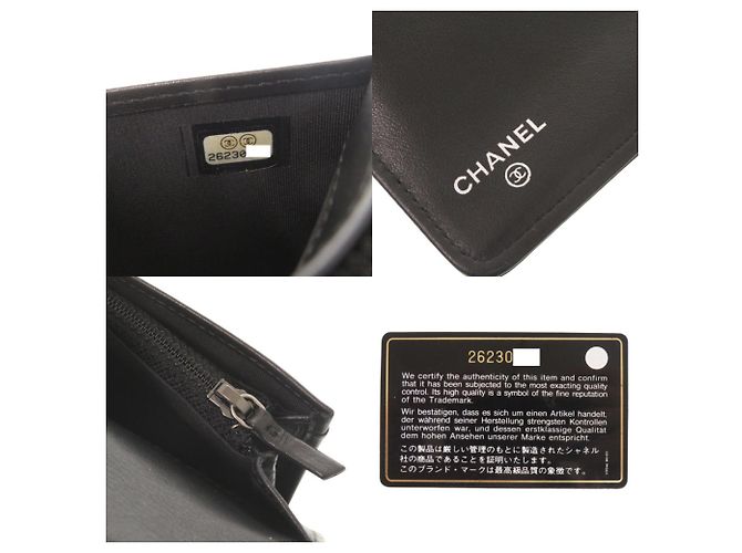 Cartera larga Chanel Boy Coco Mark de piel de cordero Negro - vista 9