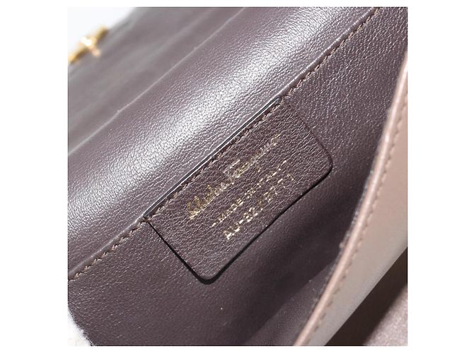 Borsa a tracolla Salvatore Ferragamo Gancini in catena di pelle grigia e oro Auth 189649 - vista 12
