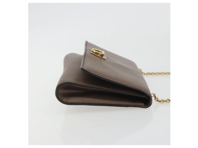 Borsa a tracolla Salvatore Ferragamo Gancini in catena di pelle grigia e oro Auth 189649 - vista 3