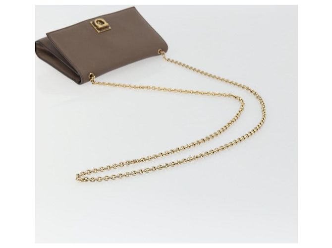 Borsa a tracolla Salvatore Ferragamo Gancini in catena di pelle grigia e oro Auth 189649 - vista 7
