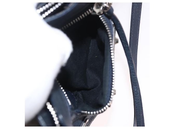 BALENCIAGA Borsa a Spalla Hip Metallic Edge in Pelle Navy Silver Auth 189871A Argento Blu navy - vista 24