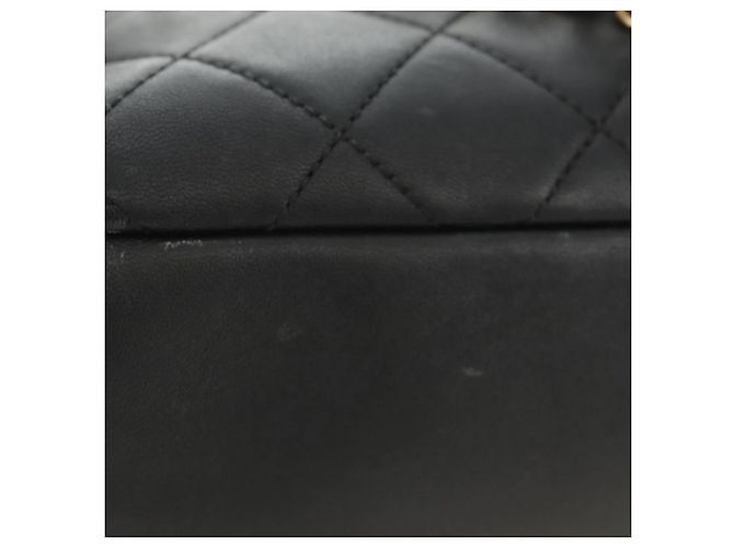 CHANEL Borsa All About Chain Matelasse in pelle di agnello nera e oro CC Auth 189115SM Nero D'oro - vista 7