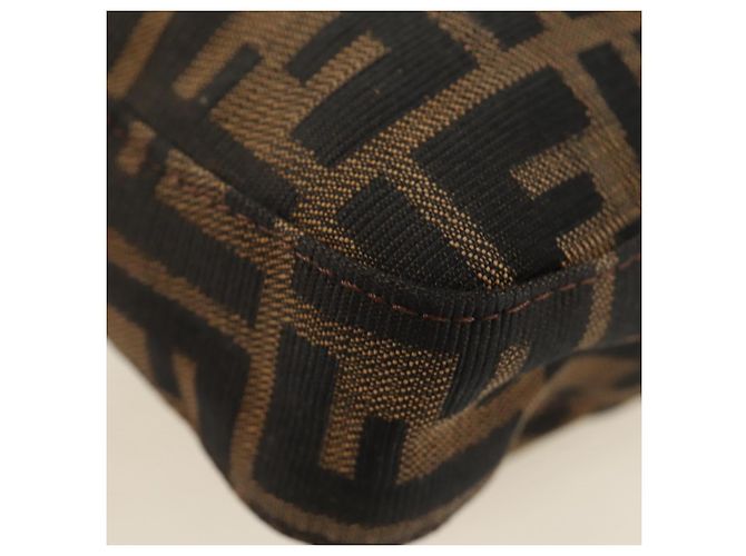FENDI Zucca Canvas Mamma Baguette Shoulder Bag Black Brown Auth 189187V Marrone Nero - vista 15